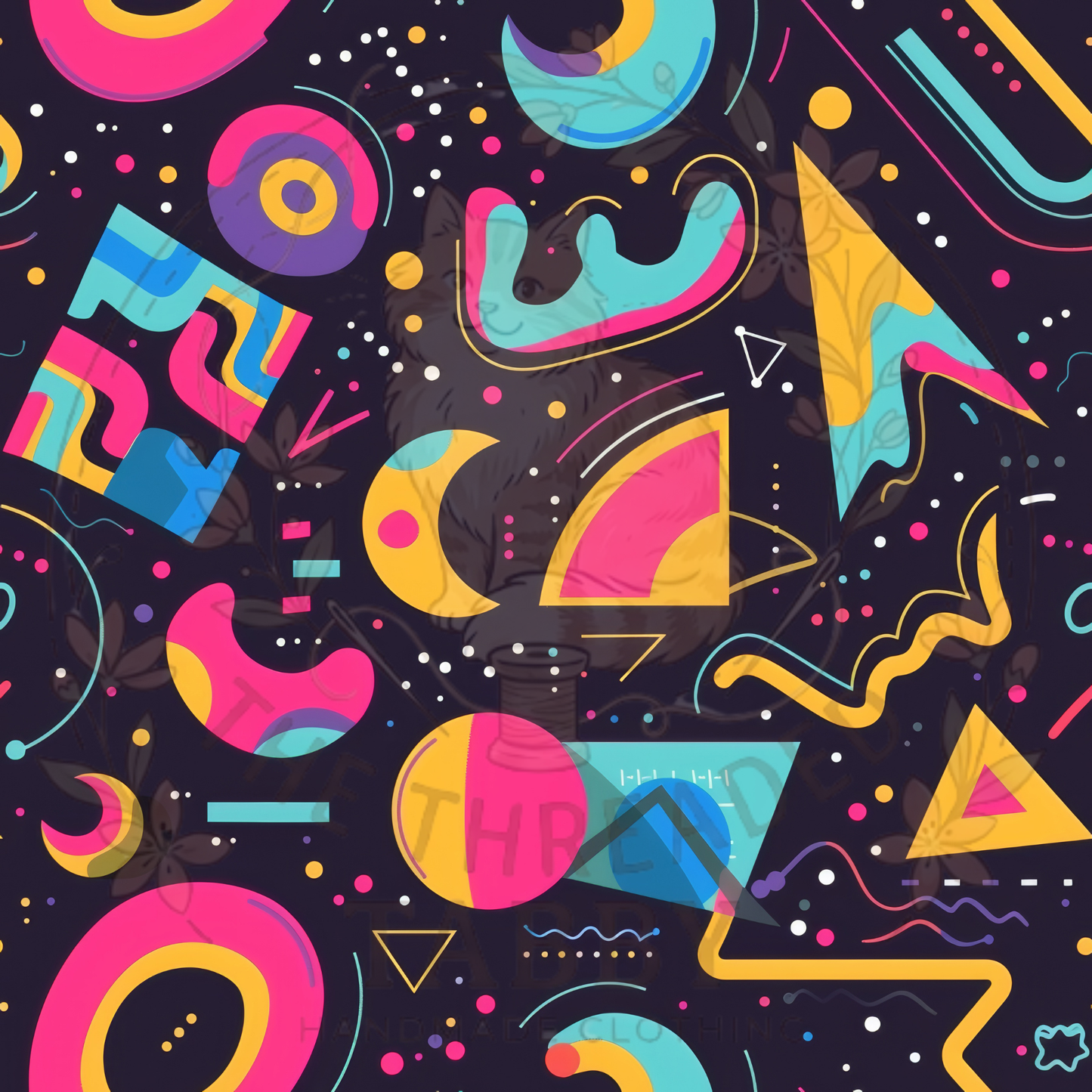 Custom Fabric Choice-90s Party Orange, Pink, and Blue