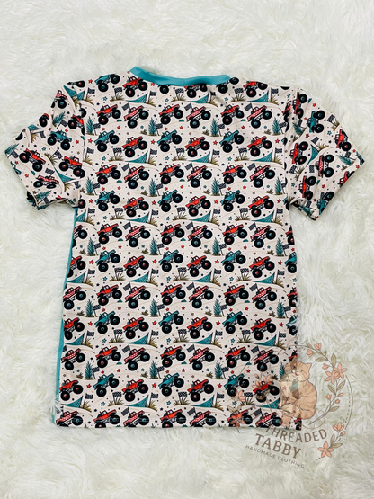 Aiden Set | Monster Truck Shirt and Shorts Combo