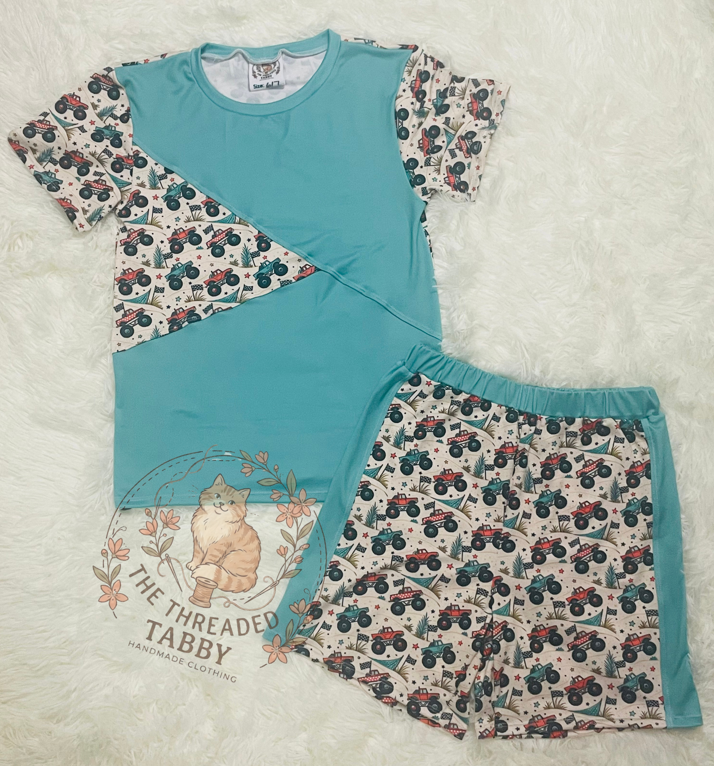 Aiden Set | Monster Truck Shirt and Shorts Combo