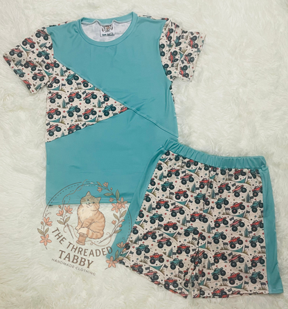 Aiden Set | Monster Truck Shirt and Shorts Combo