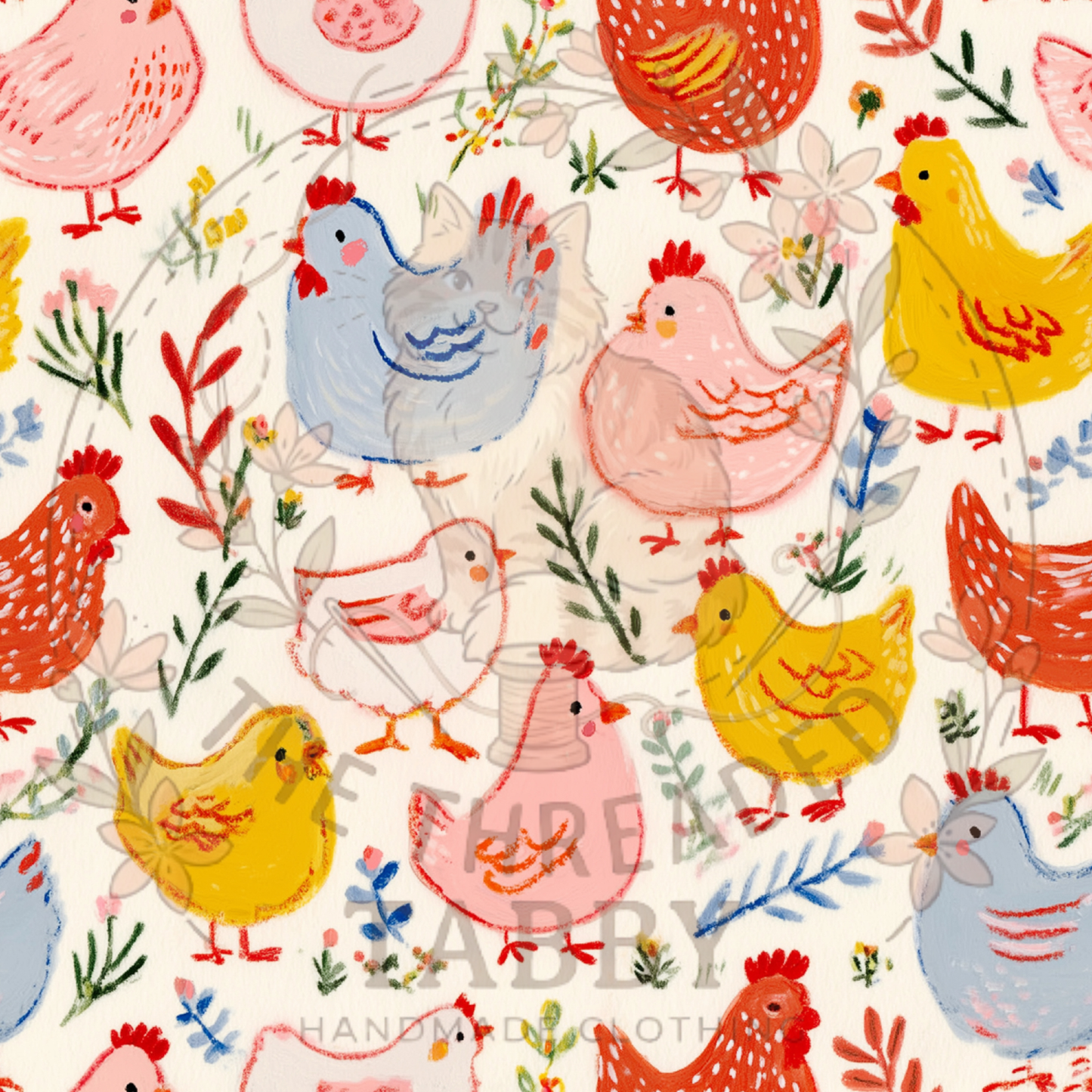 Custom Fabric Choice-Cute Chickens