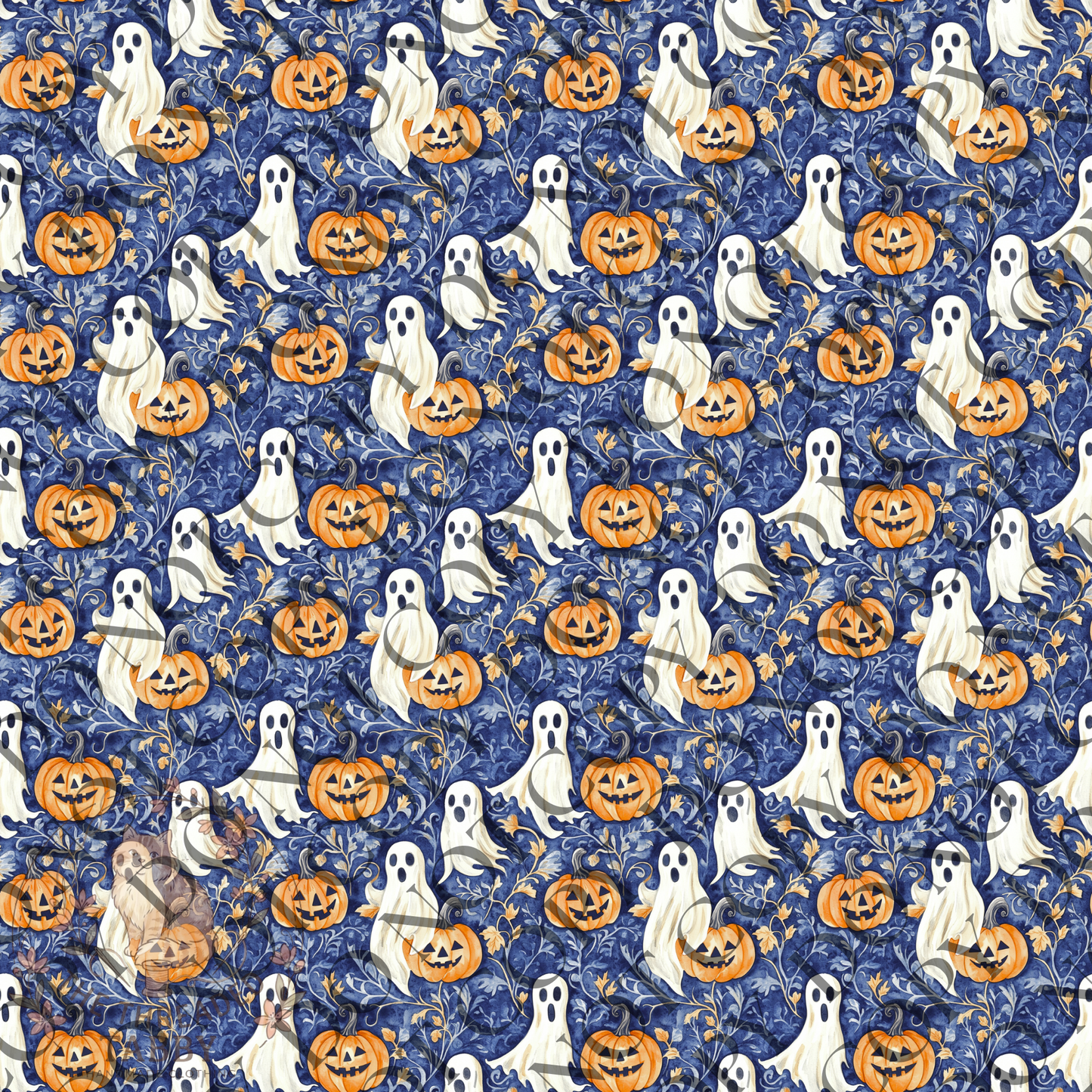 Custom Fabric Choice-Ghosts and Pumpkins Blue