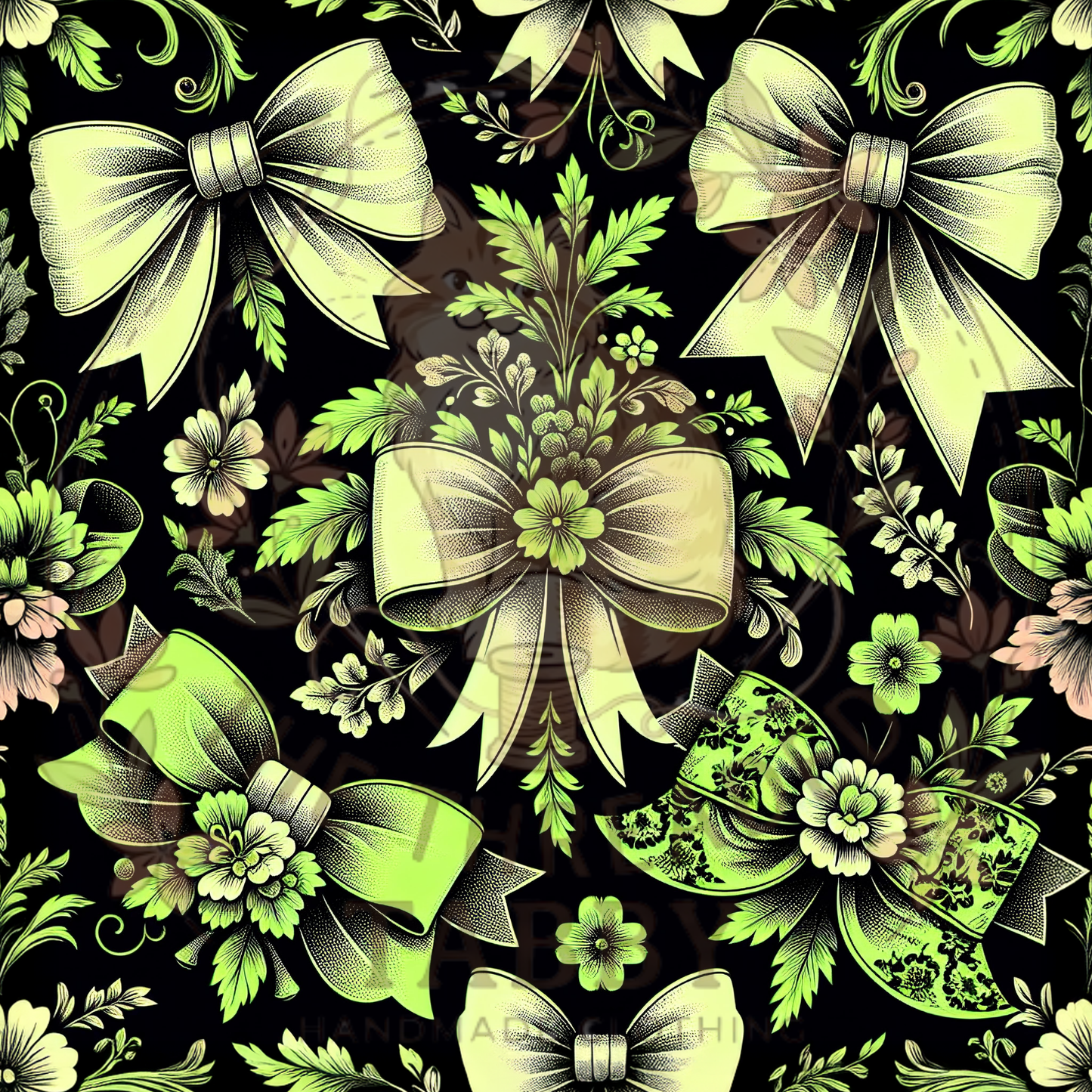 Custom Fabric Choice-Green Ribbon Bow Floral