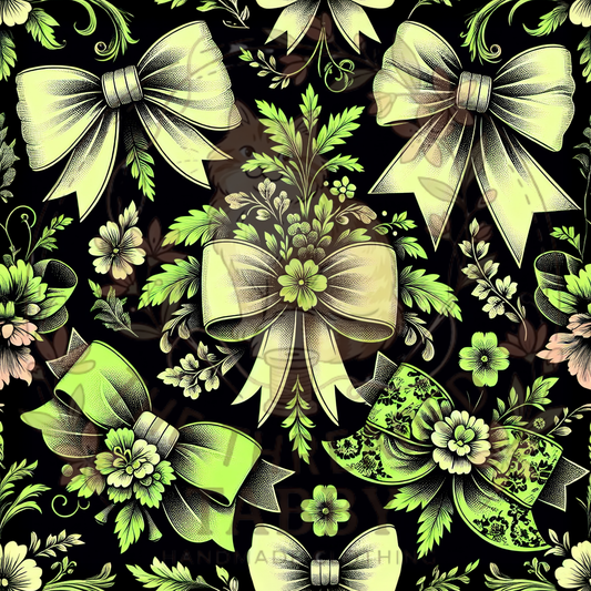 Custom Fabric Choice-Green Ribbon Bow Floral