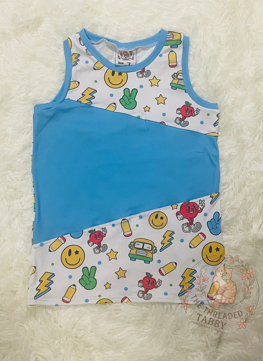 Mix Tape Tee-Tank | Blue Back to School