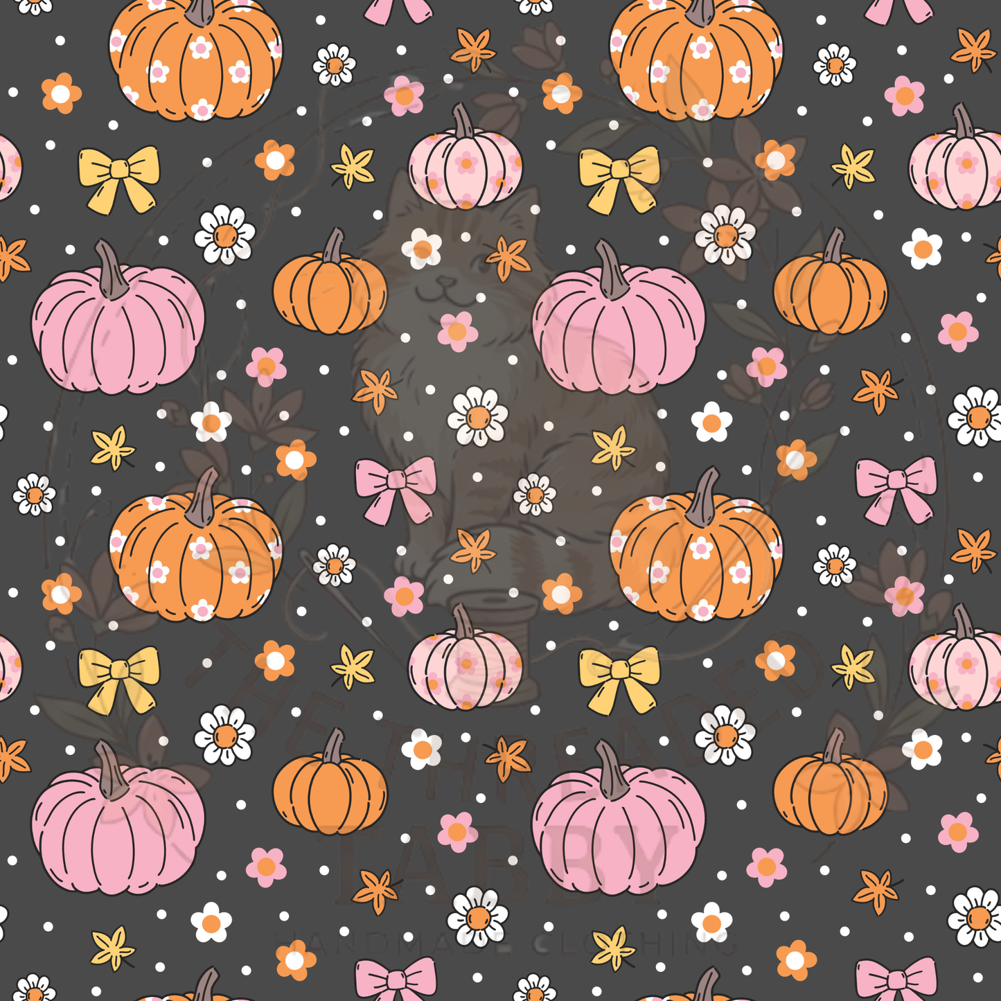 Custom Fabric Choice-Pumpkins with Bows and Flowers