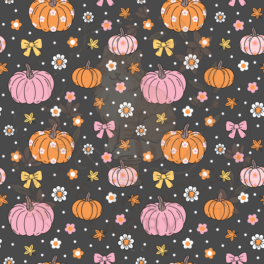 Custom Fabric Choice-Pumpkins with Bows and Flowers