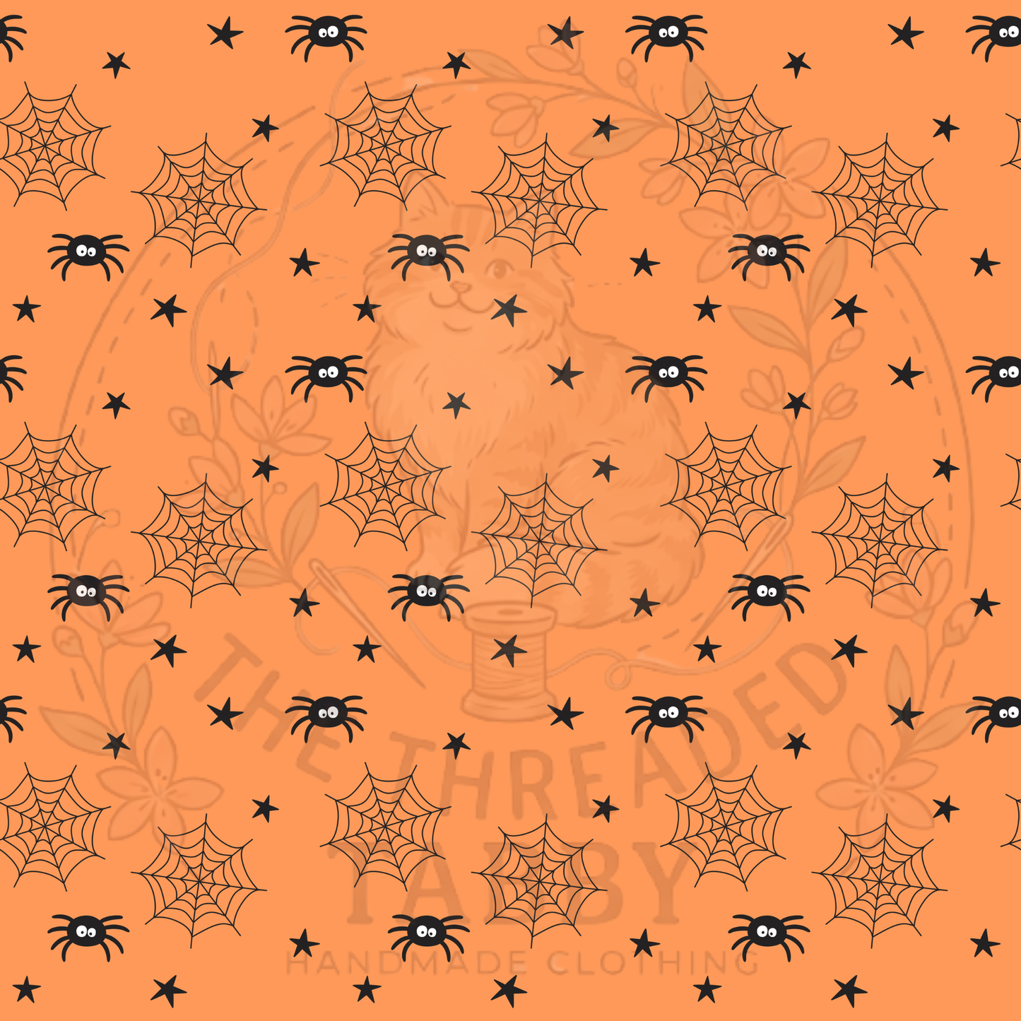 Custom Fabric Choice-Spider Webs-Orange