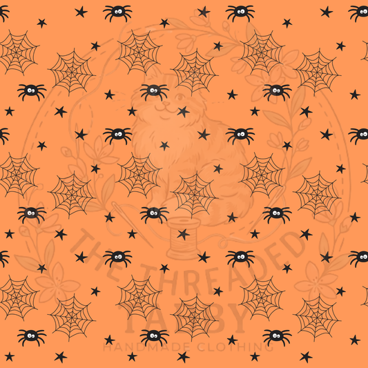 Custom Fabric Choice-Spider Webs-Orange